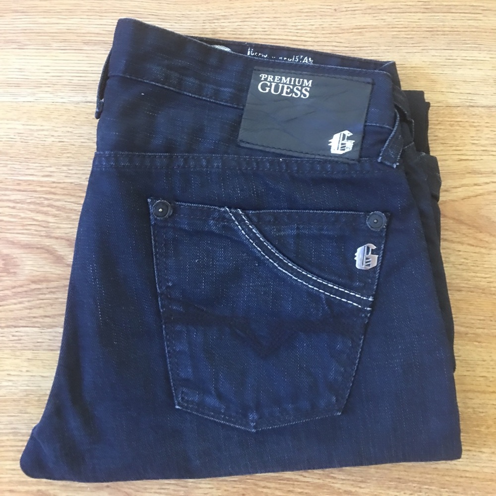 GUESS Men's Navy Slim Straight Jeans